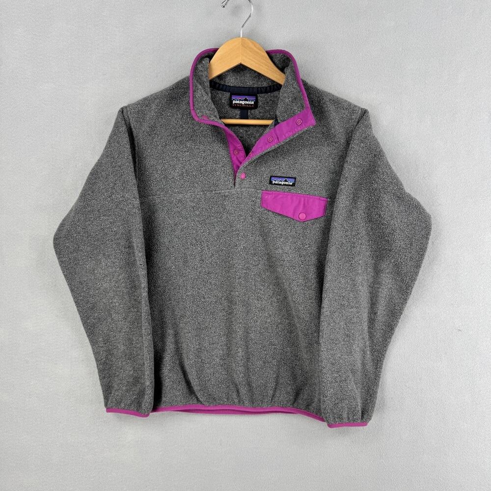 Patagonia Synchilla Sweatshirt Womens Small Gray Fleece Snap-T Pullover Outdoor